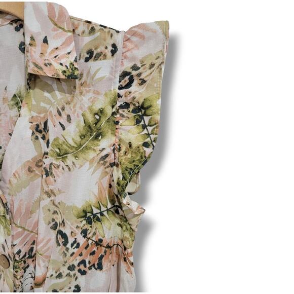 L.I.F.E. Love Is For Eternity Women’s Tropical Leaf Button Front Tie Blouse Sz L - Picture 3 of 7